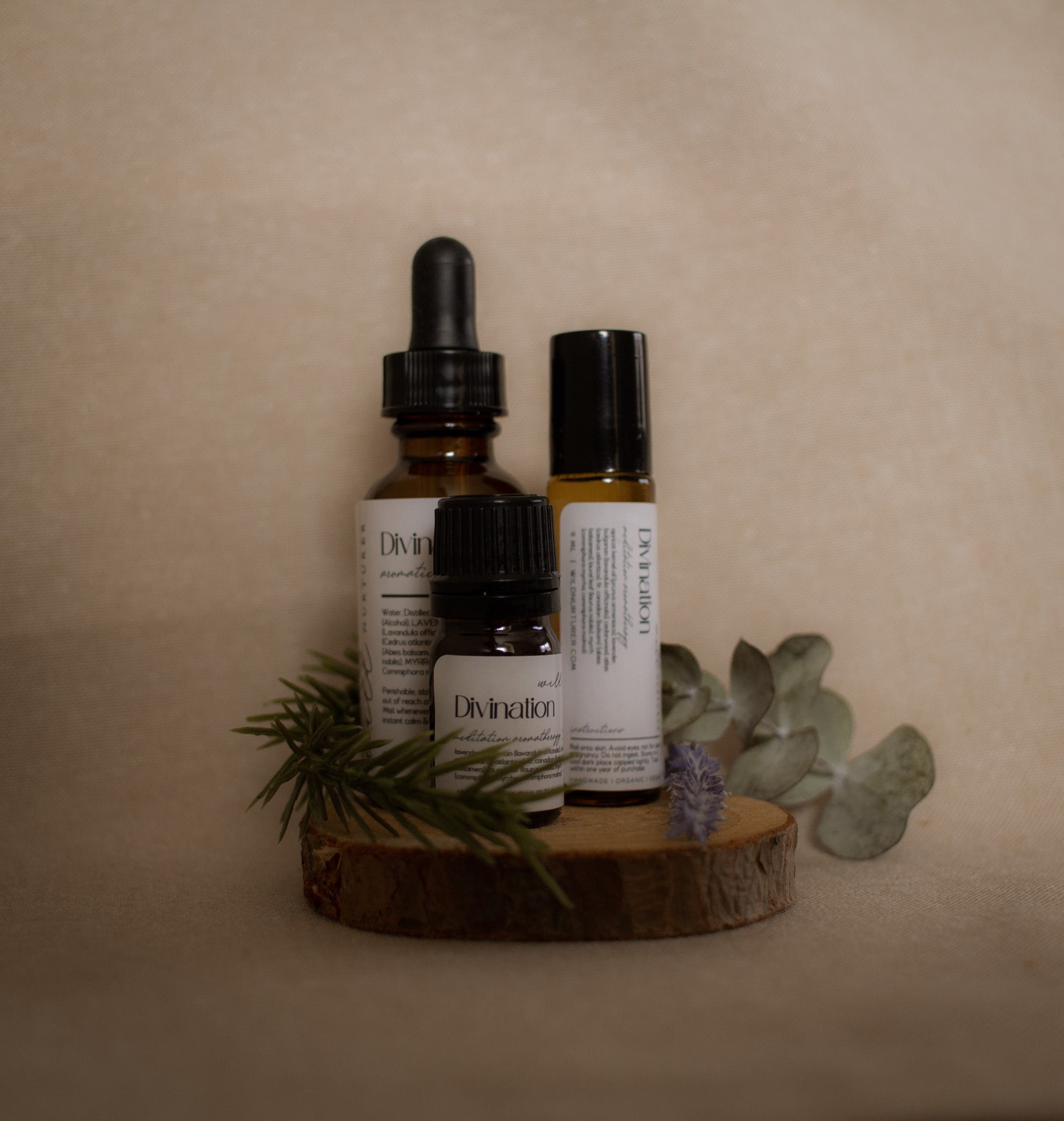 Text on a lavender background reads: "Aromatherapy Chill Wellness Collection. Unwind | Decompress | Stress Relief. Release | Soften.