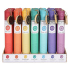 The Set of 28 Chakra Incense Stick Gift Sets in Display by Something Different Wholesale features a vibrant assortment of incense sticks, each labeled with different chakras and scents such as strawberry, orange, lemon, mint, lavender, blueberry, and blackberry. The set also includes a beautifully crafted wooden ash catcher to enhance your aromatic experience.