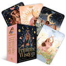 The "Feminine Wisdom Oracle" flashcards by Lea Androic, from Simon & Schuster, include four illustrated cards in a box that channel divine feminine energy, featuring women in artistic poses to inspire self-compassion and intuition.